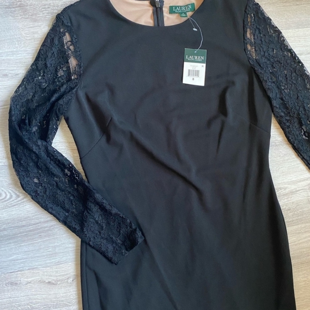 Lauren Ralph Lauren Lace Back Cocktail Dress Sz 8